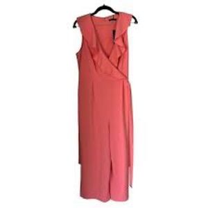 Tommy Hilfiger Pink Coral Scuba Rufflet Jumpsuit